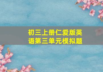 初三上册仁爱版英语第三单元模拟题