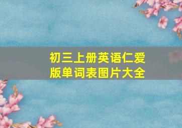 初三上册英语仁爱版单词表图片大全