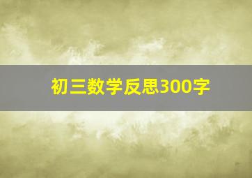 初三数学反思300字