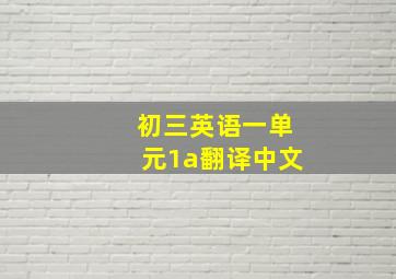 初三英语一单元1a翻译中文