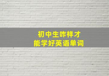 初中生咋样才能学好英语单词