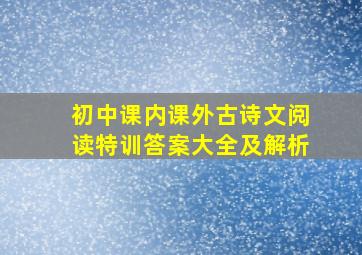 初中课内课外古诗文阅读特训答案大全及解析