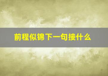 前程似锦下一句接什么