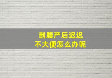 剖腹产后迟迟不大便怎么办呢