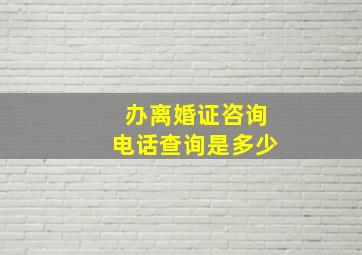 办离婚证咨询电话查询是多少