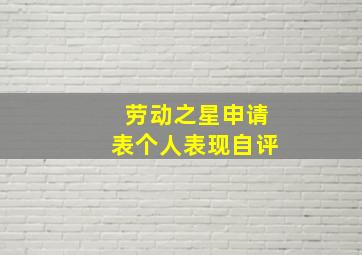 劳动之星申请表个人表现自评