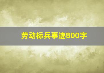 劳动标兵事迹800字