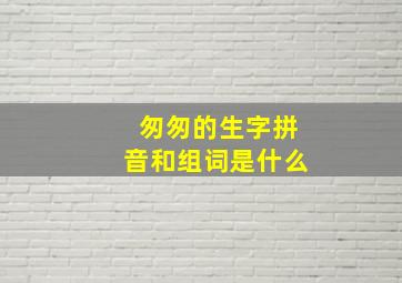 匆匆的生字拼音和组词是什么