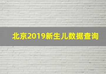 北京2019新生儿数据查询