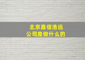 北京嘉信浩远公司是做什么的