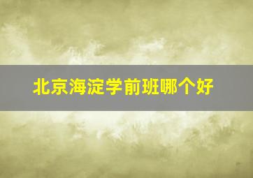 北京海淀学前班哪个好