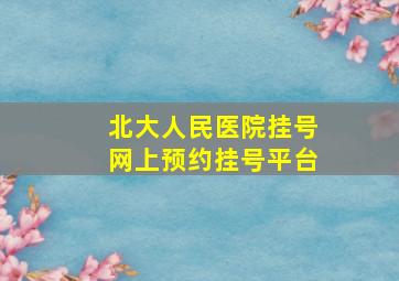 北大人民医院挂号网上预约挂号平台