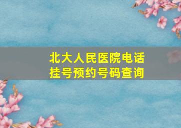 北大人民医院电话挂号预约号码查询