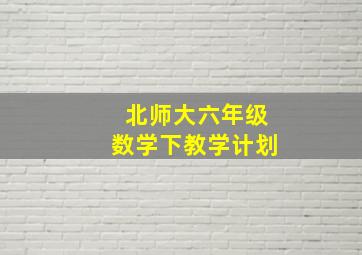 北师大六年级数学下教学计划