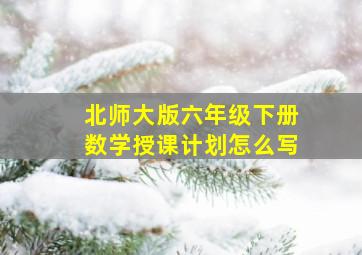 北师大版六年级下册数学授课计划怎么写