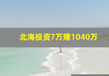 北海投资7万赚1040万