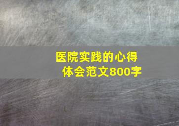 医院实践的心得体会范文800字