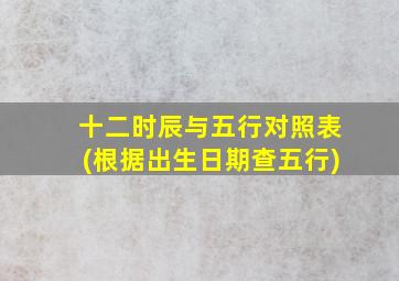 十二时辰与五行对照表(根据出生日期查五行)