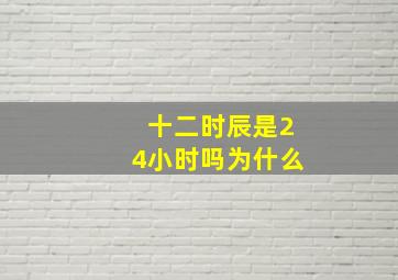 十二时辰是24小时吗为什么