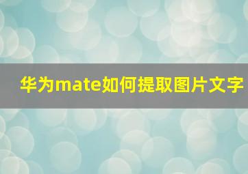 华为mate如何提取图片文字