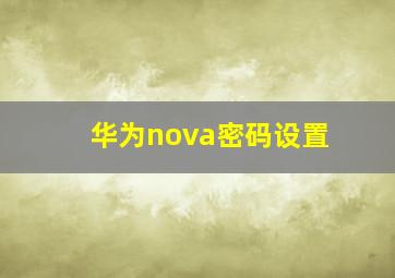 华为nova密码设置