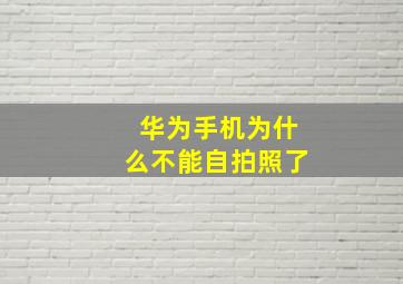 华为手机为什么不能自拍照了