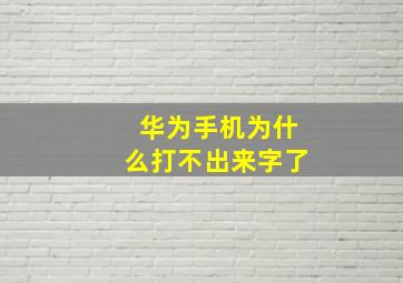 华为手机为什么打不出来字了