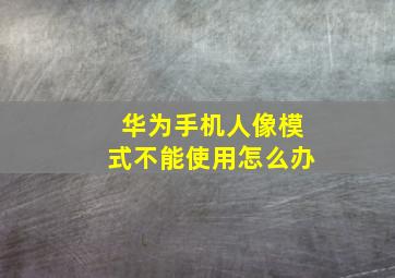 华为手机人像模式不能使用怎么办