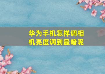 华为手机怎样调相机亮度调到最暗呢