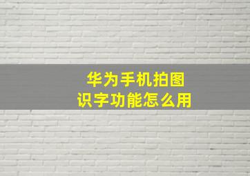 华为手机拍图识字功能怎么用