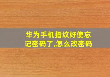 华为手机指纹好使忘记密码了,怎么改密码