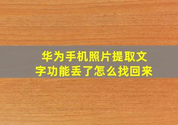 华为手机照片提取文字功能丢了怎么找回来