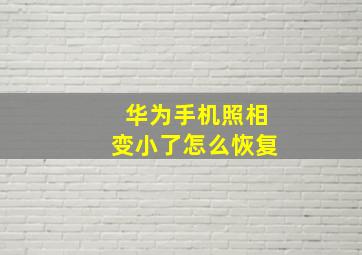 华为手机照相变小了怎么恢复