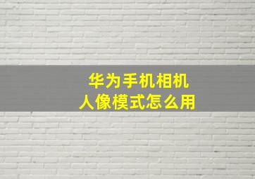 华为手机相机人像模式怎么用