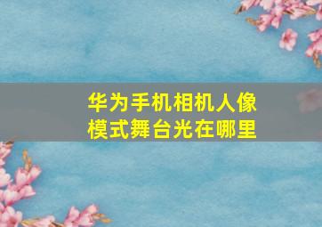 华为手机相机人像模式舞台光在哪里