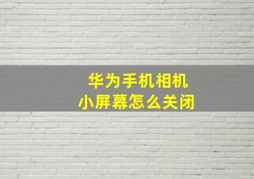 华为手机相机小屏幕怎么关闭