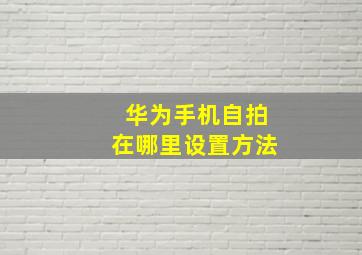 华为手机自拍在哪里设置方法