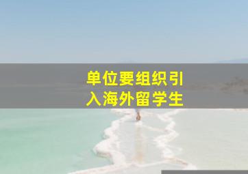 单位要组织引入海外留学生