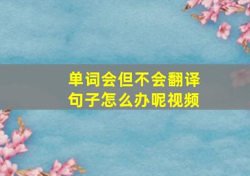 单词会但不会翻译句子怎么办呢视频