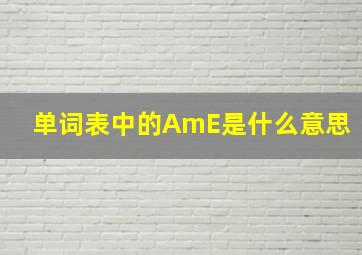 单词表中的AmE是什么意思