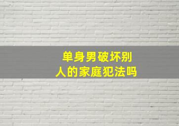 单身男破坏别人的家庭犯法吗