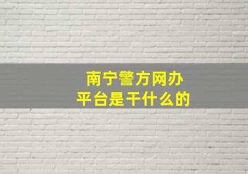 南宁警方网办平台是干什么的