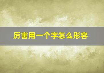 厉害用一个字怎么形容