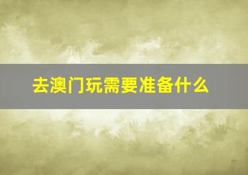 去澳门玩需要准备什么