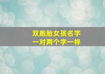 双胞胎女孩名字一对两个字一样