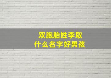 双胞胎姓李取什么名字好男孩