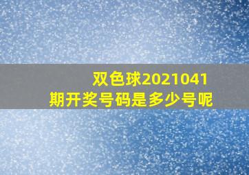 双色球2021041期开奖号码是多少号呢