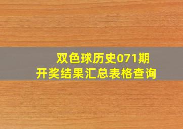 双色球历史071期开奖结果汇总表格查询