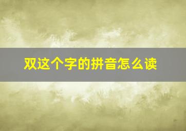 双这个字的拼音怎么读