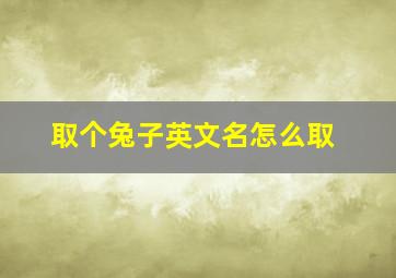 取个兔子英文名怎么取